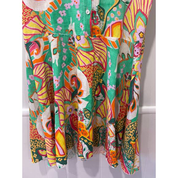 Christina Vergoni Made In‎ Italy Womens Linen Floral Printed Multi Dress Sz Med - Picture 6 of 7